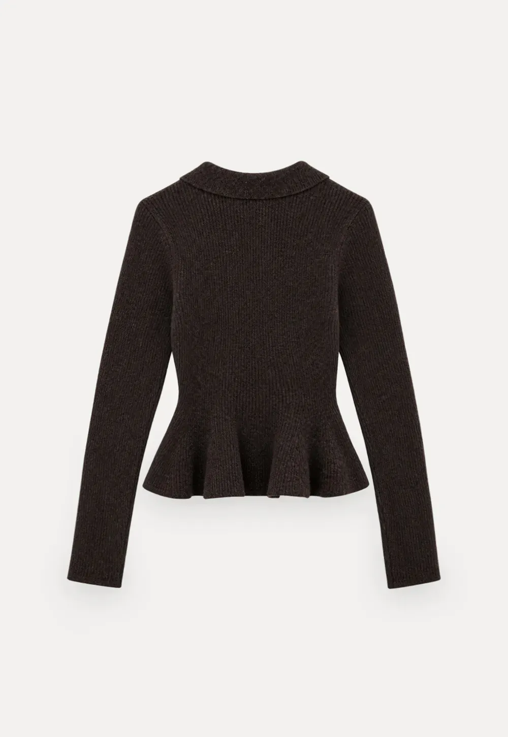 Ribbed Knit Flared Hem Sweater