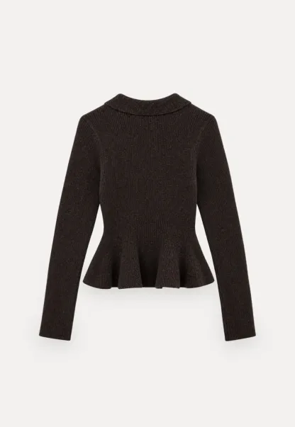 Ribbed Knit Flared Hem Sweater