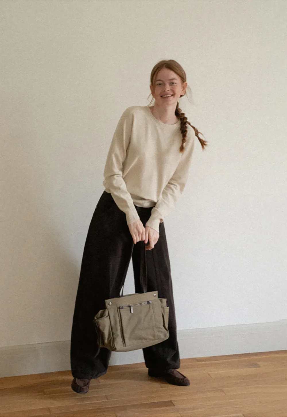 Fine Gauge Ribbed Knit Crewneck Sweater