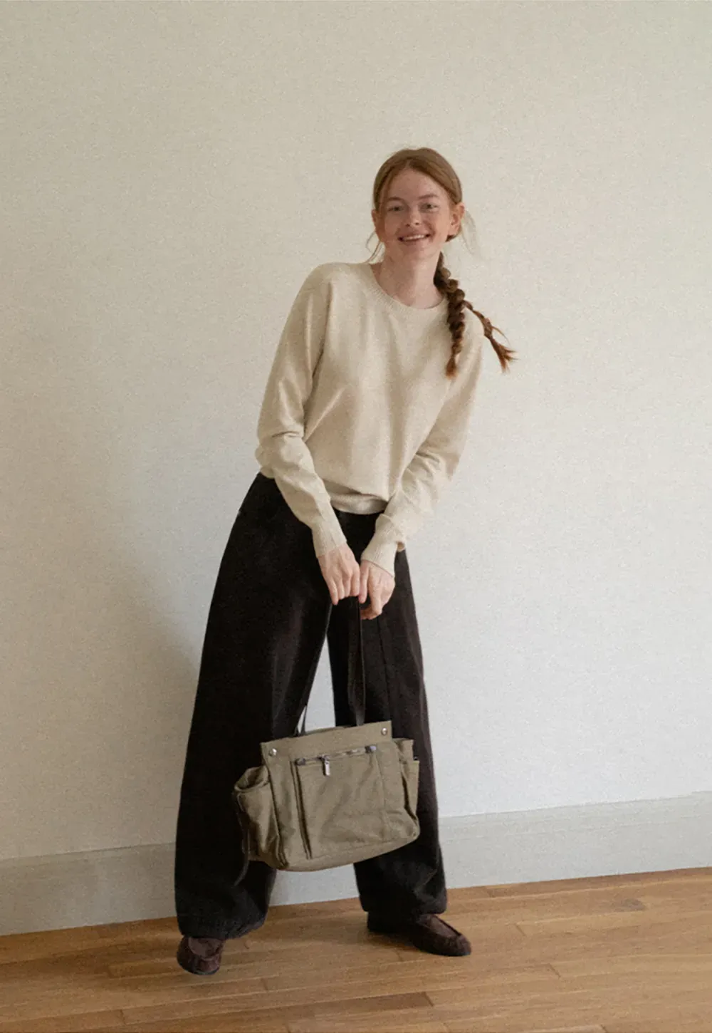 Fine Gauge Ribbed Knit Crewneck Sweater