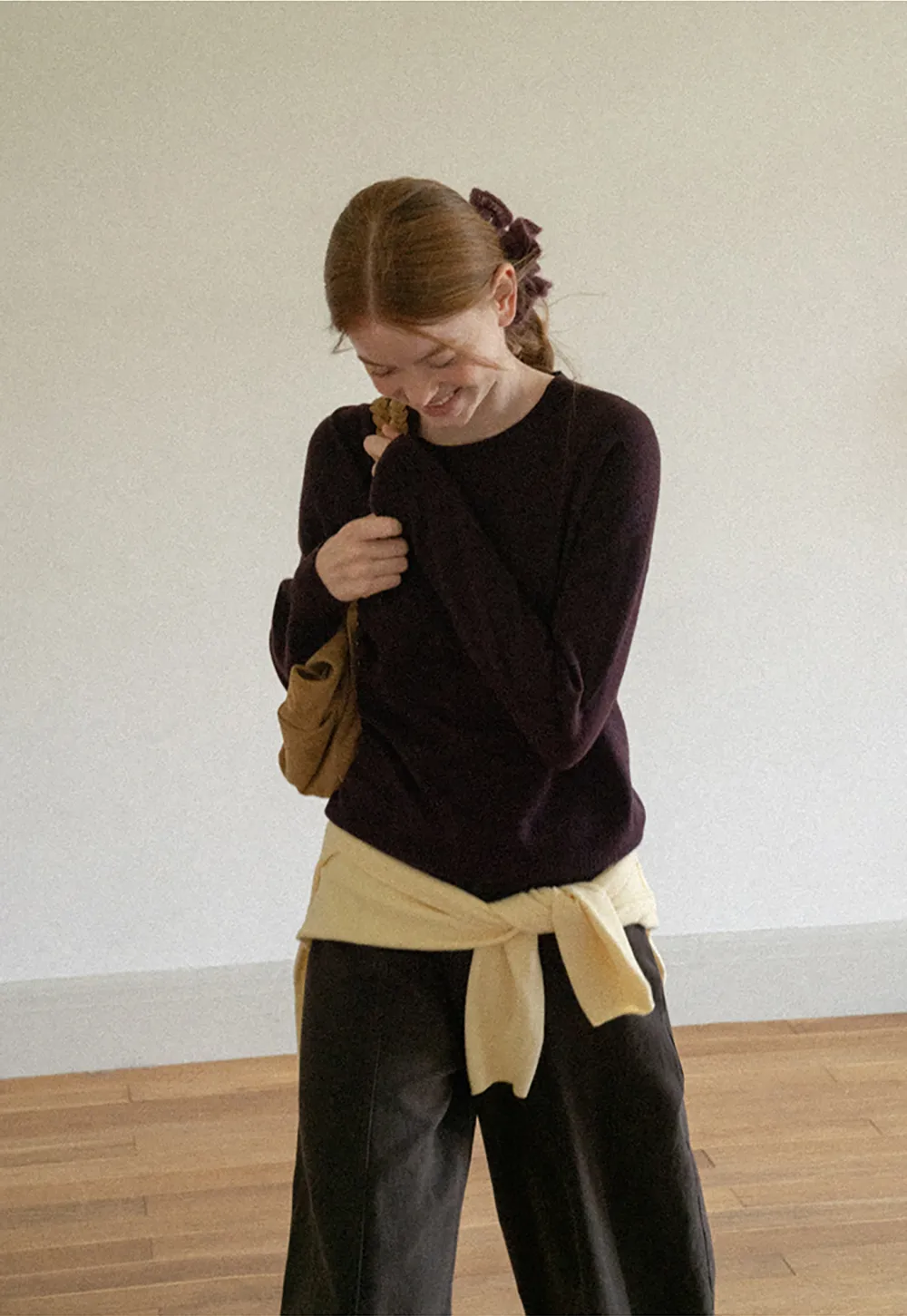 Fine Gauge Ribbed Knit Crewneck Sweater