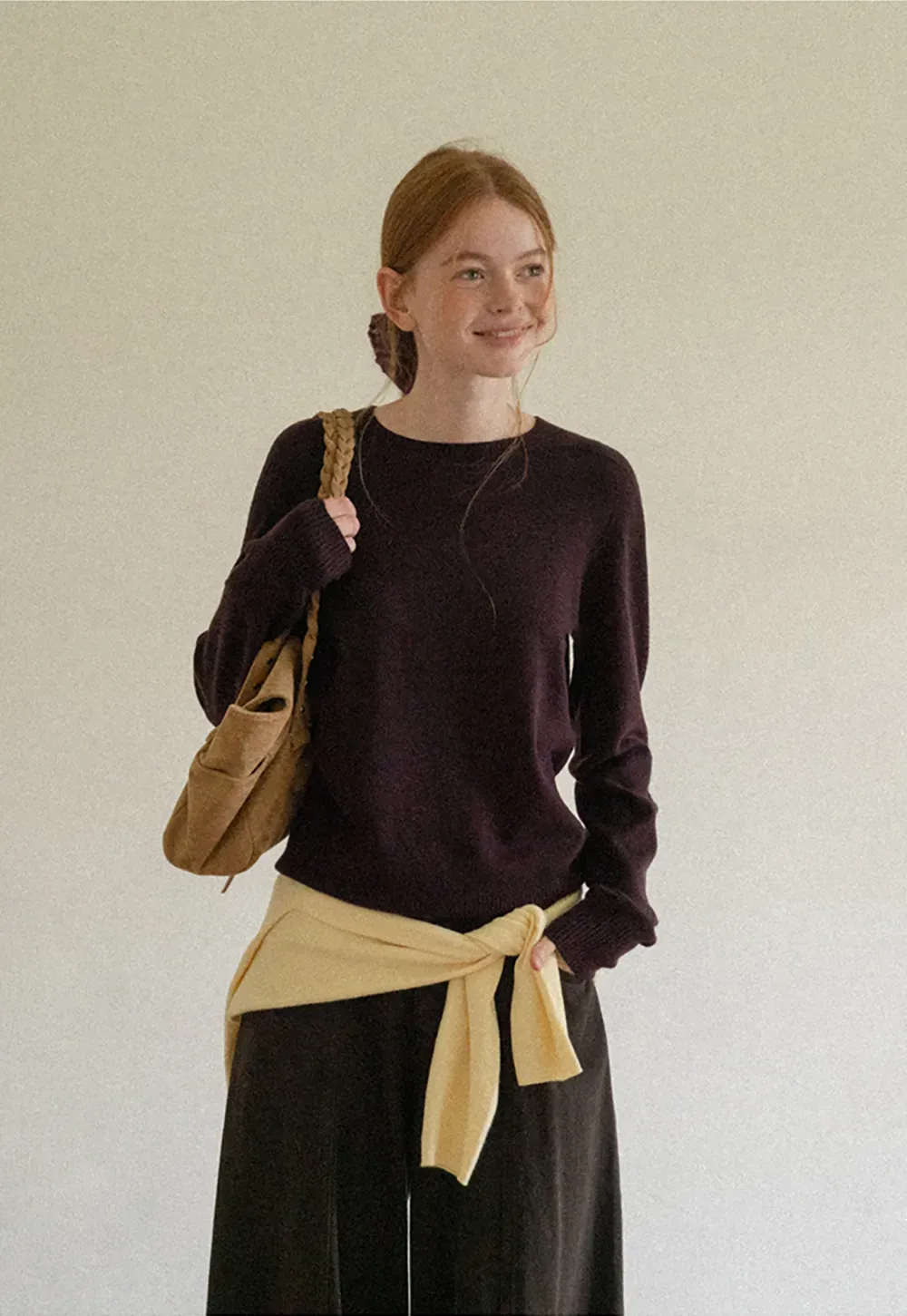 Fine Gauge Ribbed Knit Crewneck Sweater