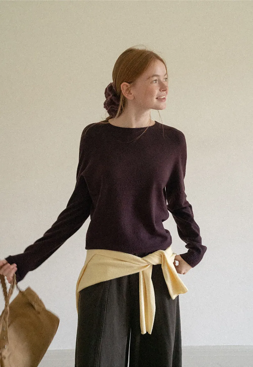 Fine Gauge Ribbed Knit Crewneck Sweater