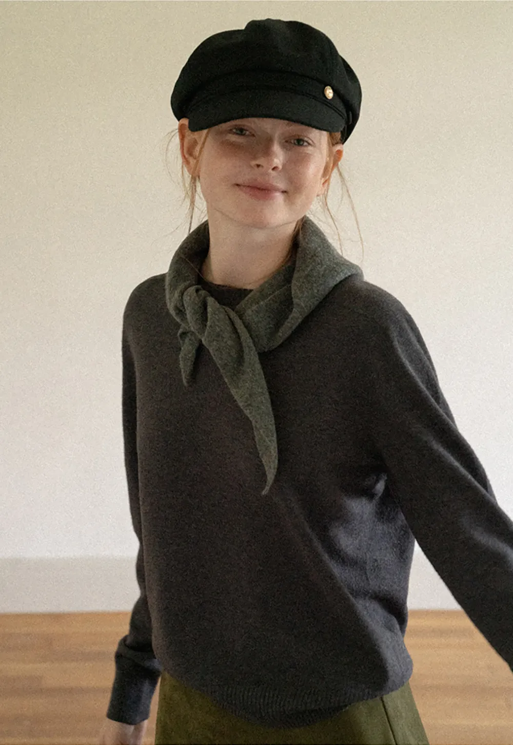 Fine Gauge Ribbed Knit Crewneck Sweater