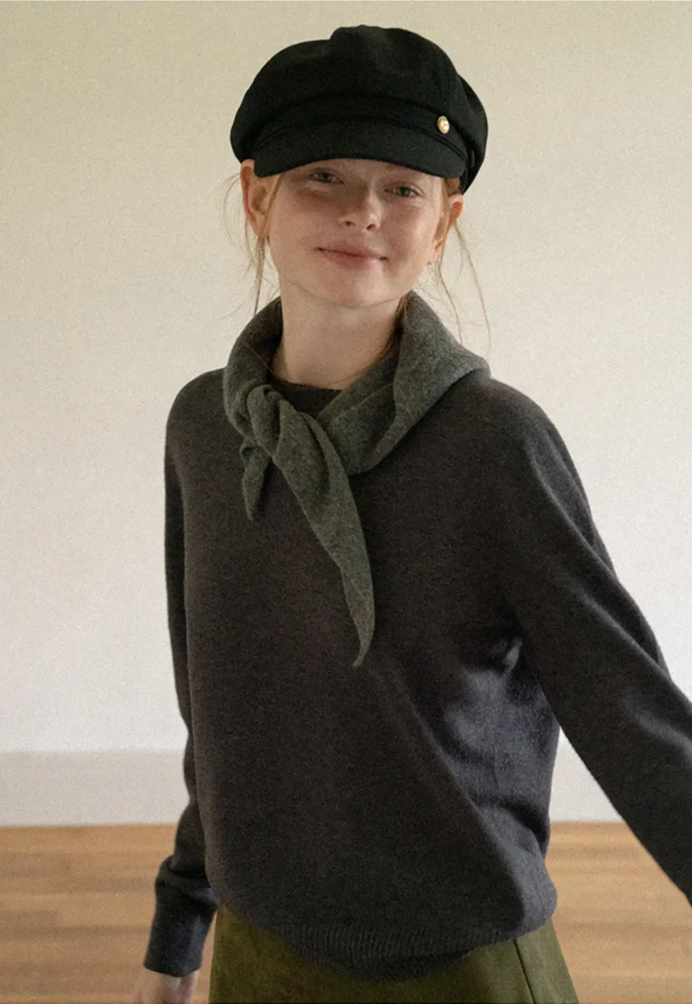 Fine Gauge Ribbed Knit Crewneck Sweater