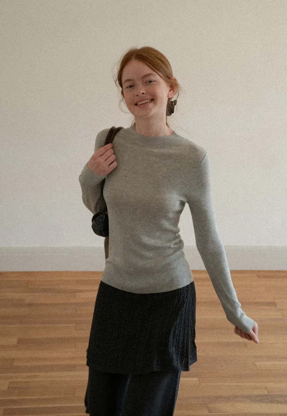 Slim Fit Crew Neck Long Sleeve Wool Knit Sweater