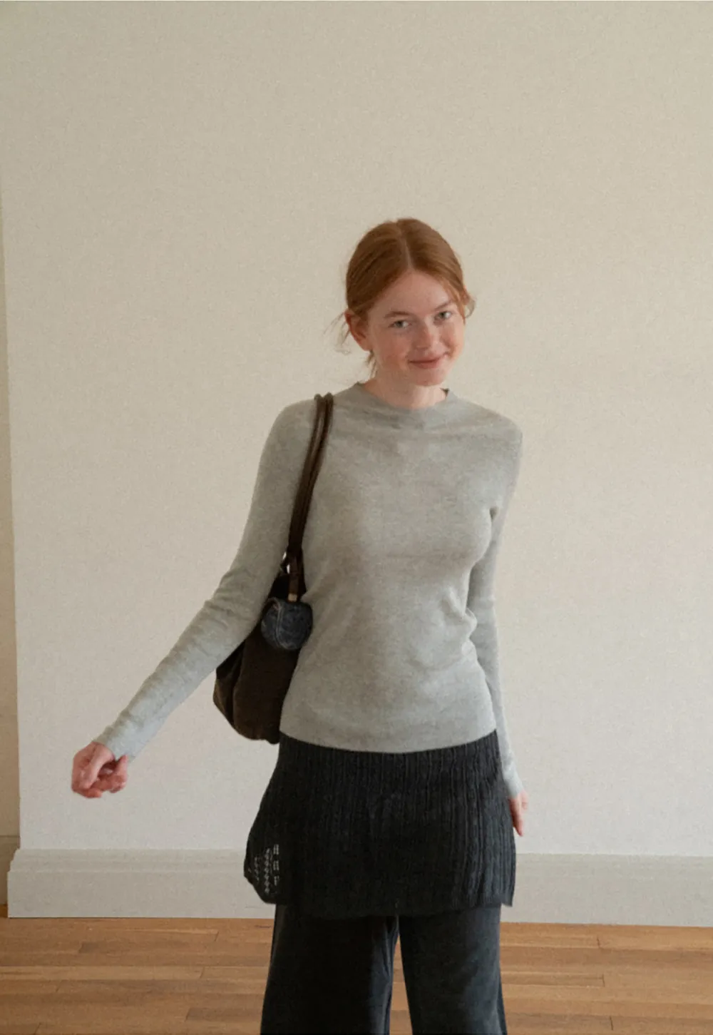 Slim Fit Crew Neck Long Sleeve Wool Knit Sweater