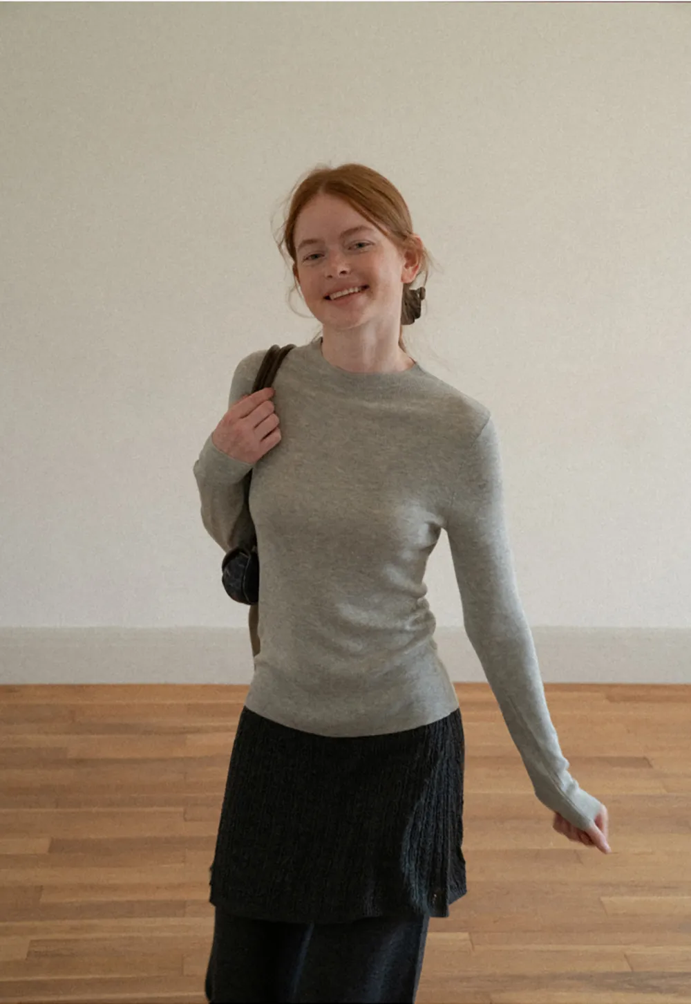 Slim Fit Crew Neck Long Sleeve Wool Knit Sweater