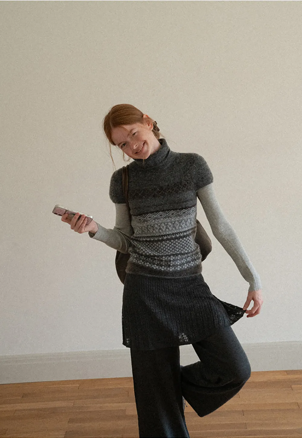 Slim Fit Crew Neck Long Sleeve Wool Knit Sweater