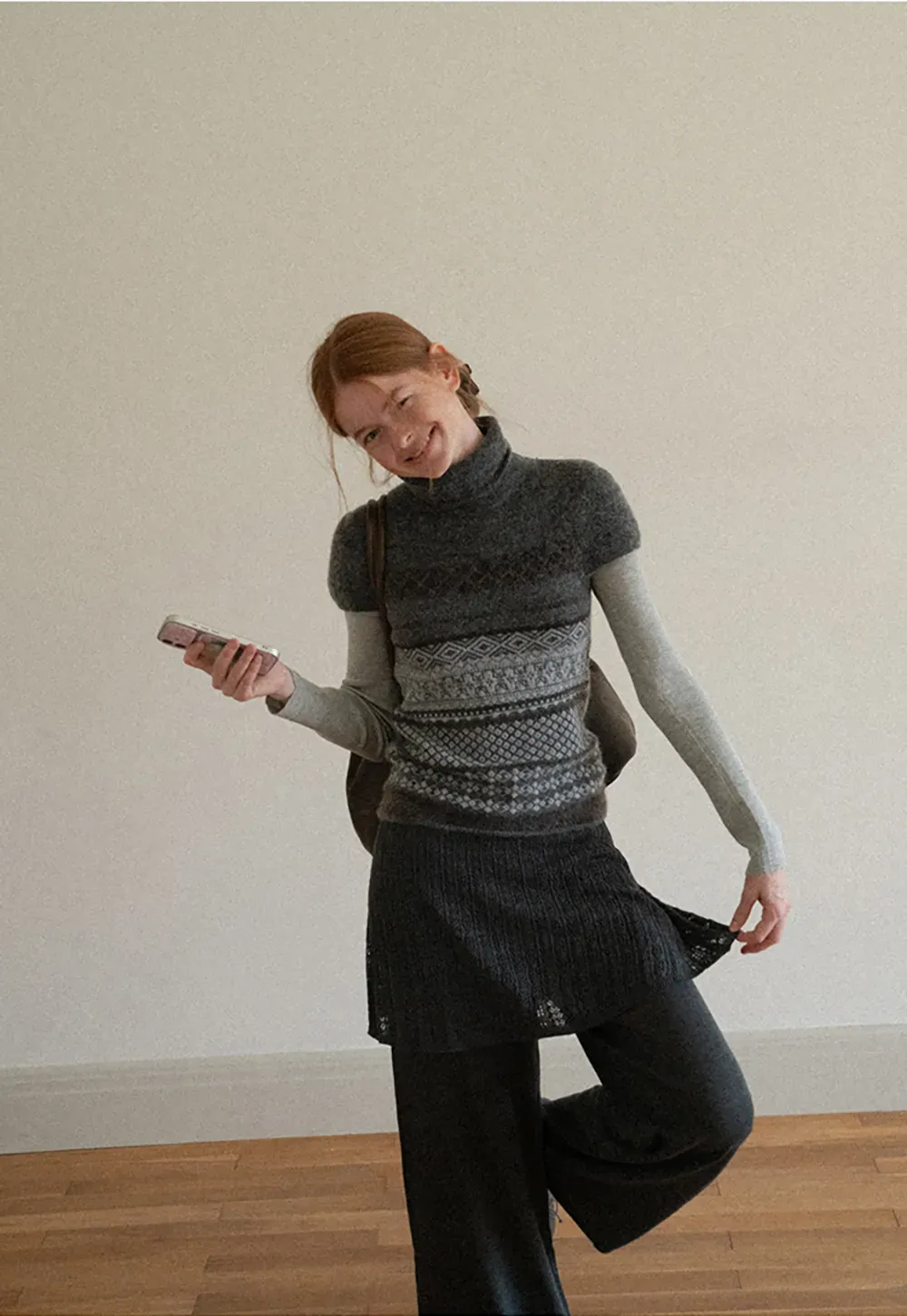 Slim Fit Crew Neck Long Sleeve Wool Knit Sweater