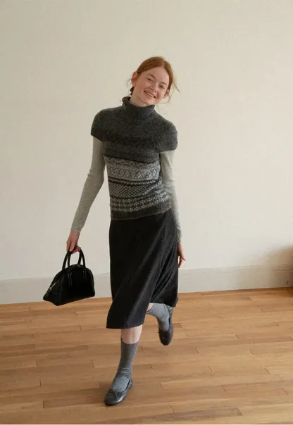 Slim Fit Crew Neck Long Sleeve Wool Knit Sweater
