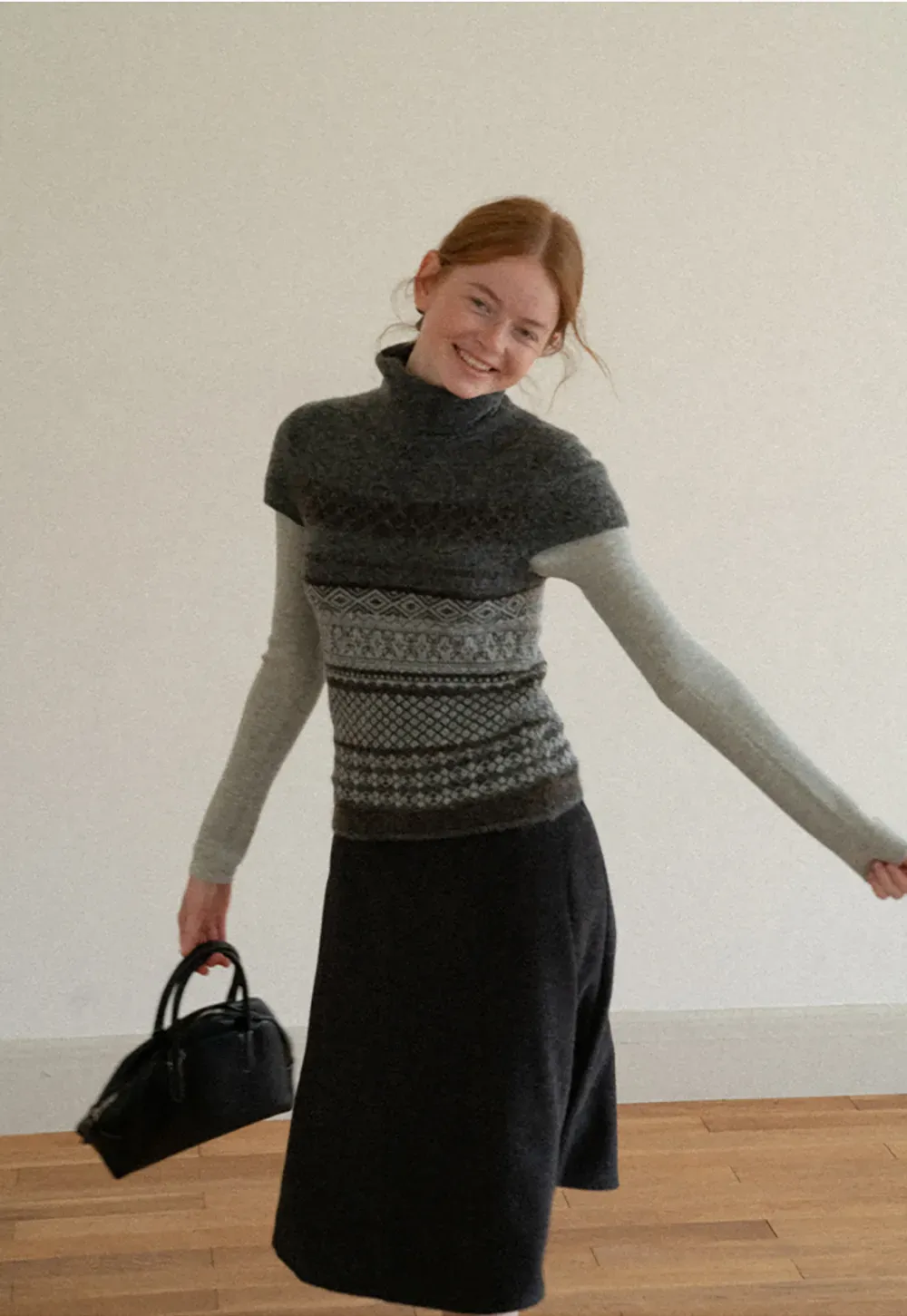 Slim Fit Crew Neck Long Sleeve Wool Knit Sweater