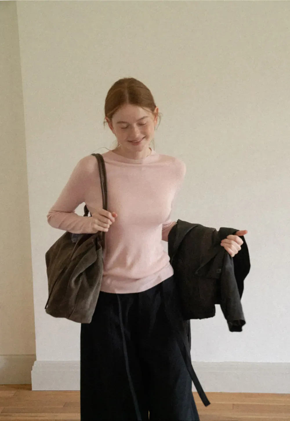 Slim Fit Crew Neck Long Sleeve Wool Knit Sweater