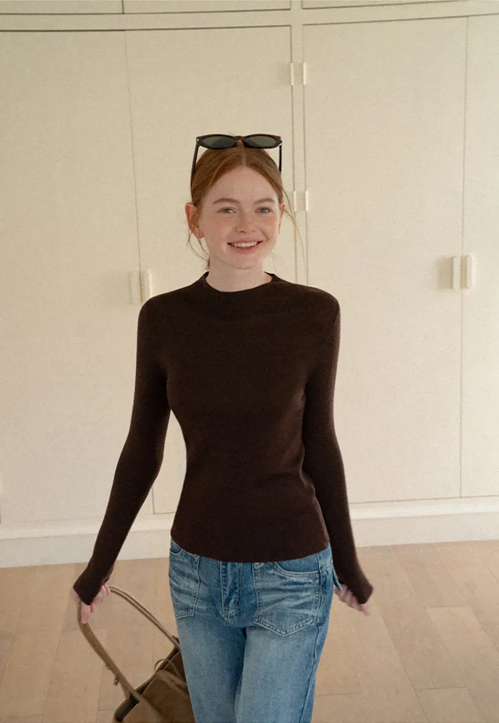Slim Fit Crew Neck Long Sleeve Wool Knit Sweater