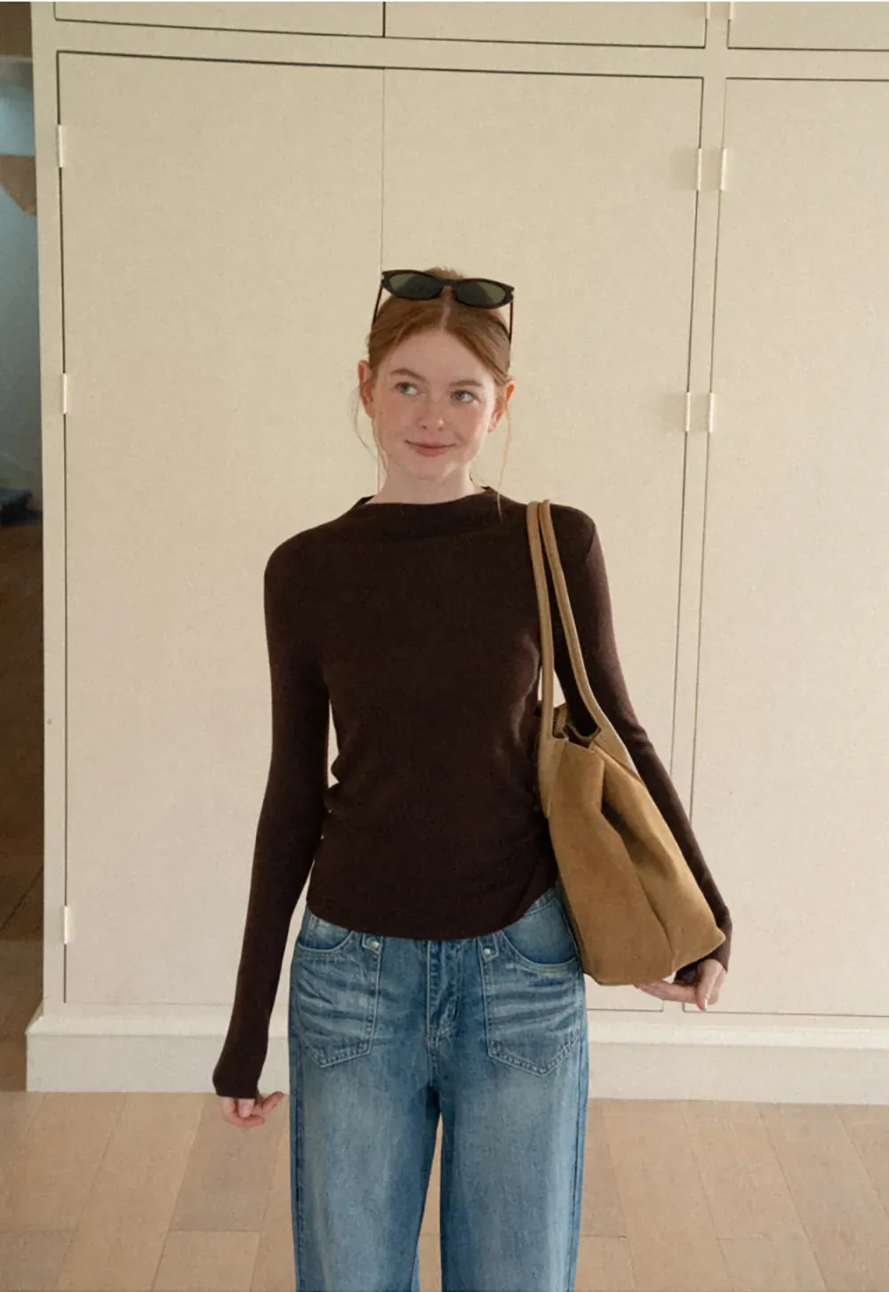 Slim Fit Crew Neck Long Sleeve Wool Knit Sweater