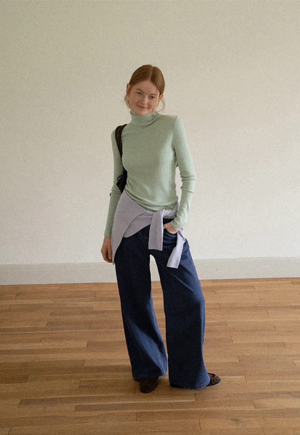 Colorblock Turtleneck Wool Knit Sweater