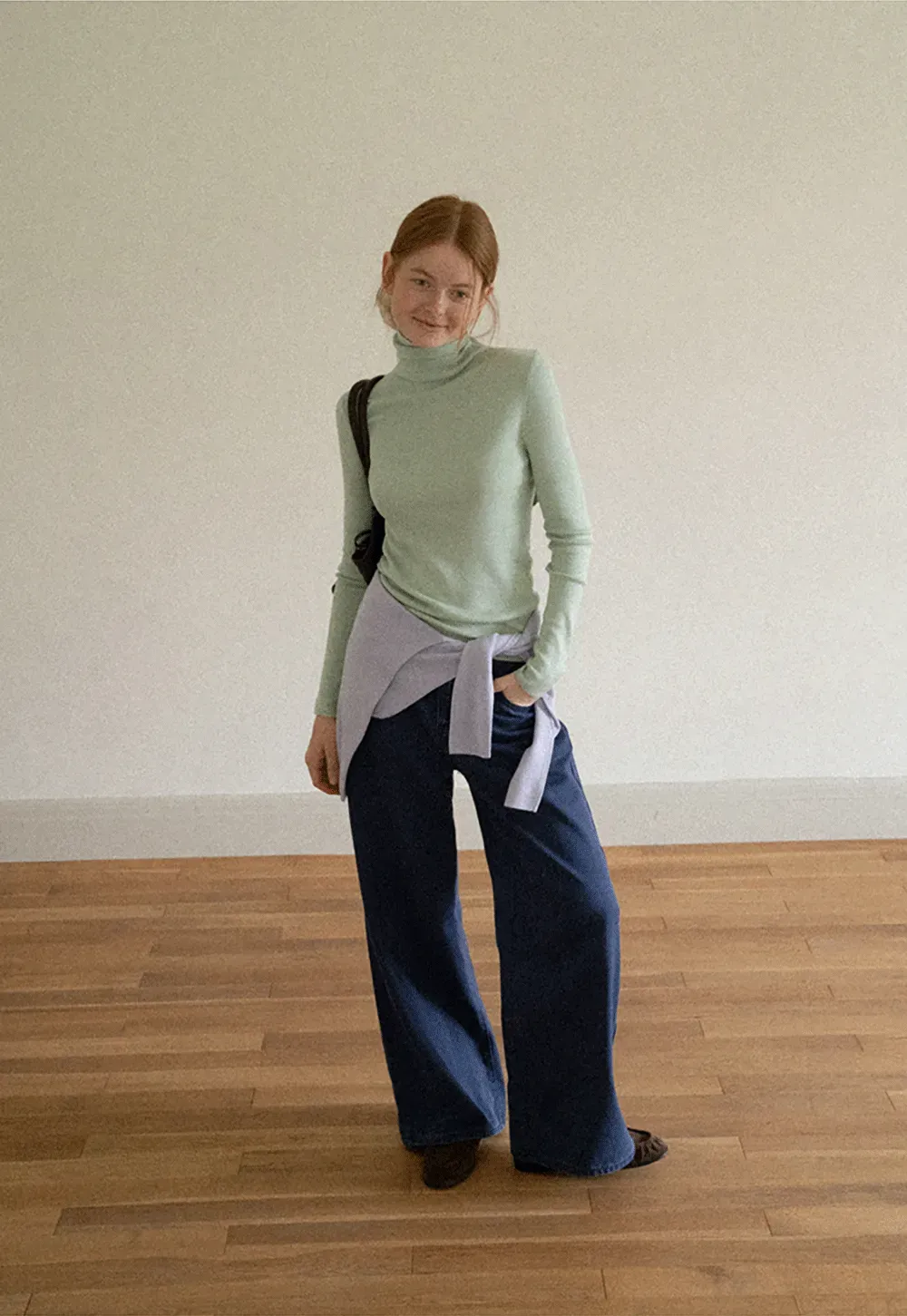 Colorblock Turtleneck Wool Knit Sweater