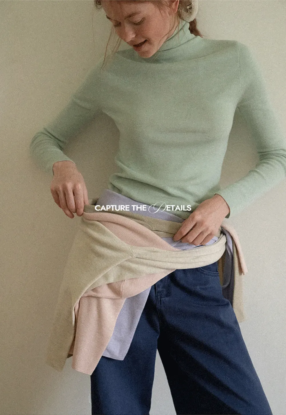 Colorblock Turtleneck Wool Knit Sweater