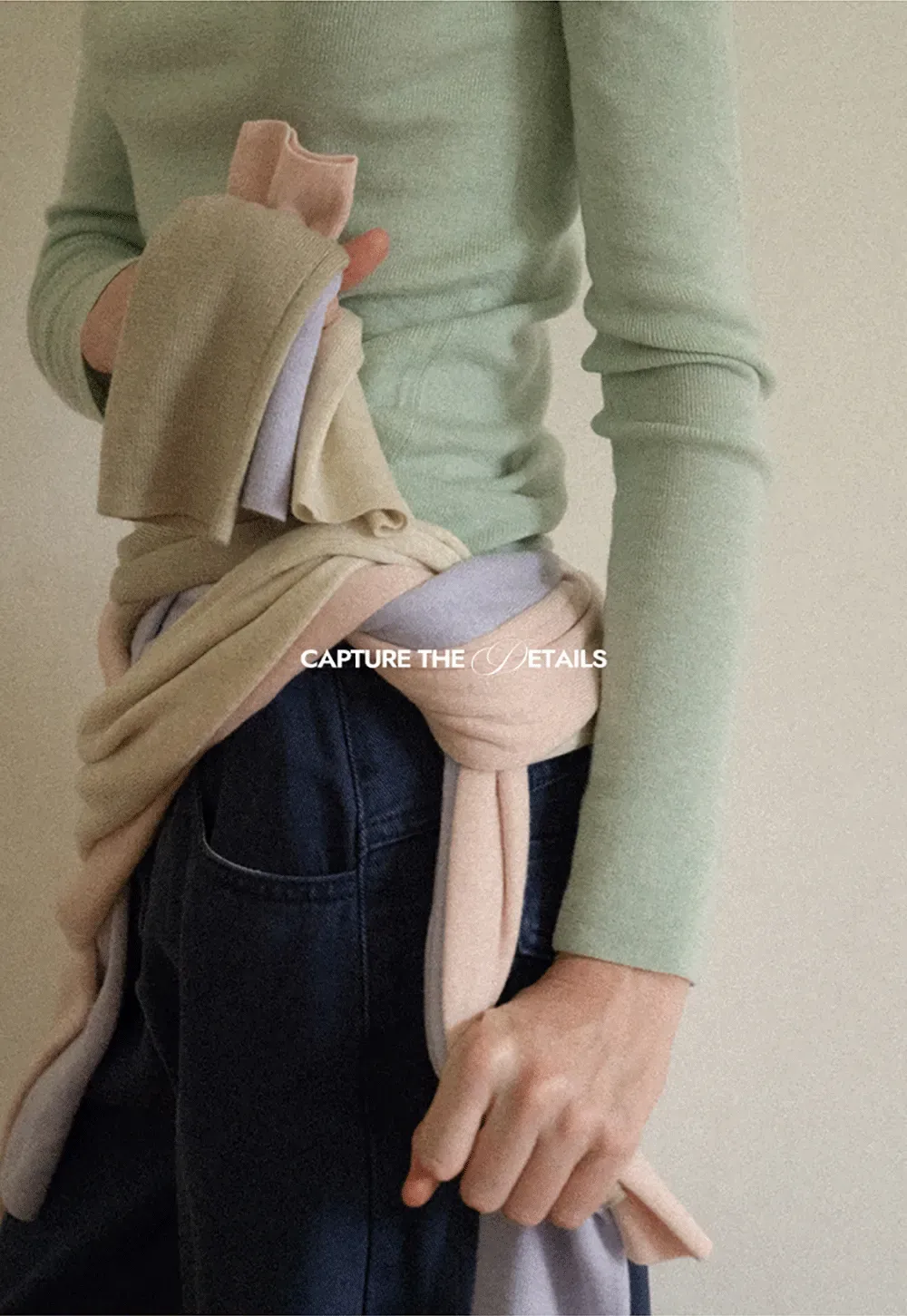 Colorblock Turtleneck Wool Knit Sweater