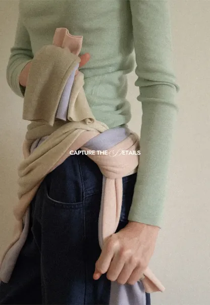 Colorblock Turtleneck Wool Knit Sweater