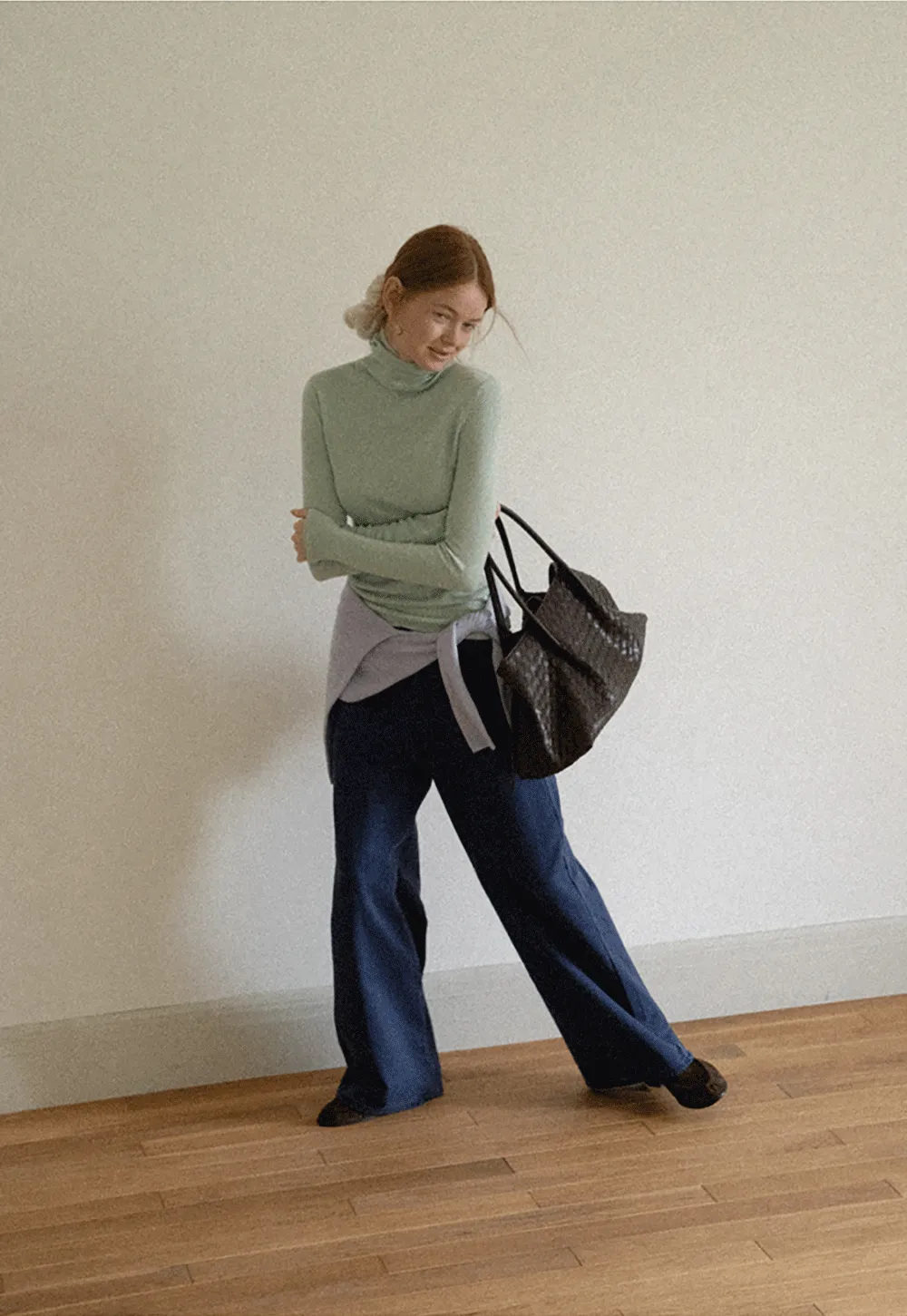 Colorblock Turtleneck Wool Knit Sweater
