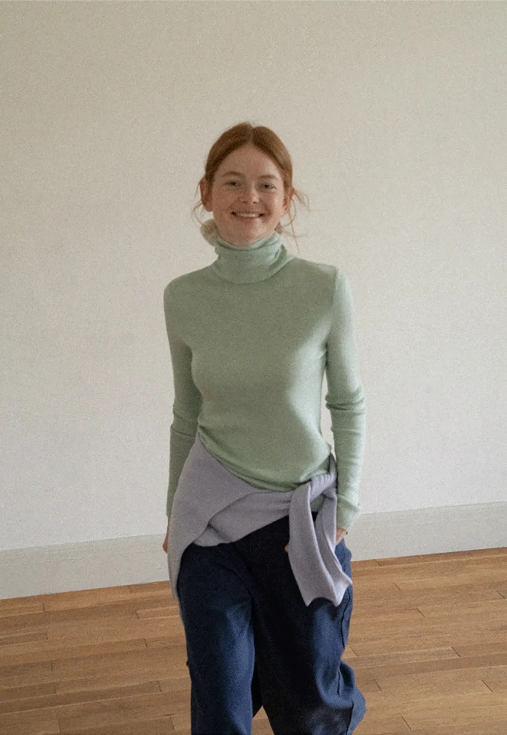 Colorblock Turtleneck Wool Knit Sweater