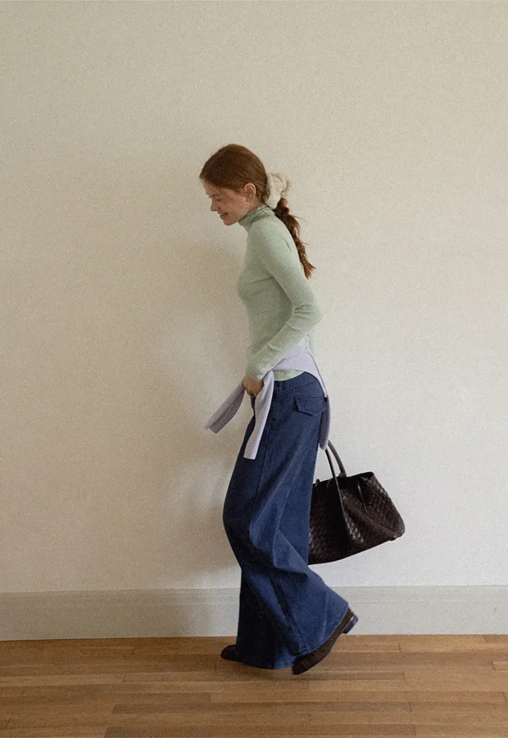 Colorblock Turtleneck Wool Knit Sweater