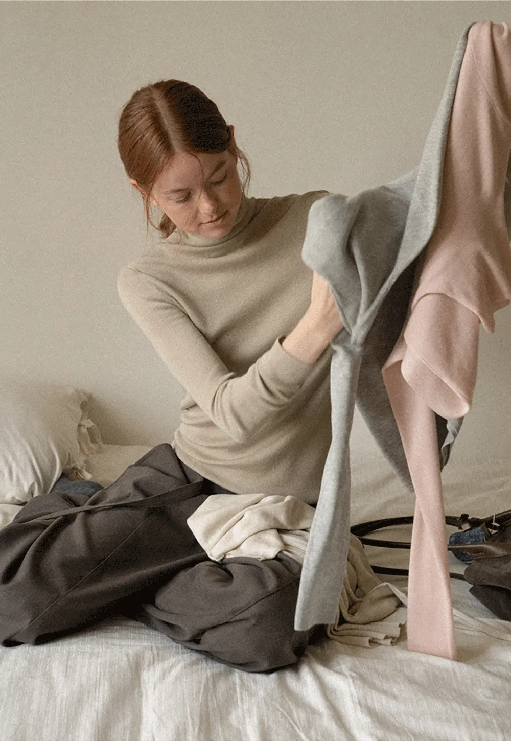 Colorblock Turtleneck Wool Knit Sweater
