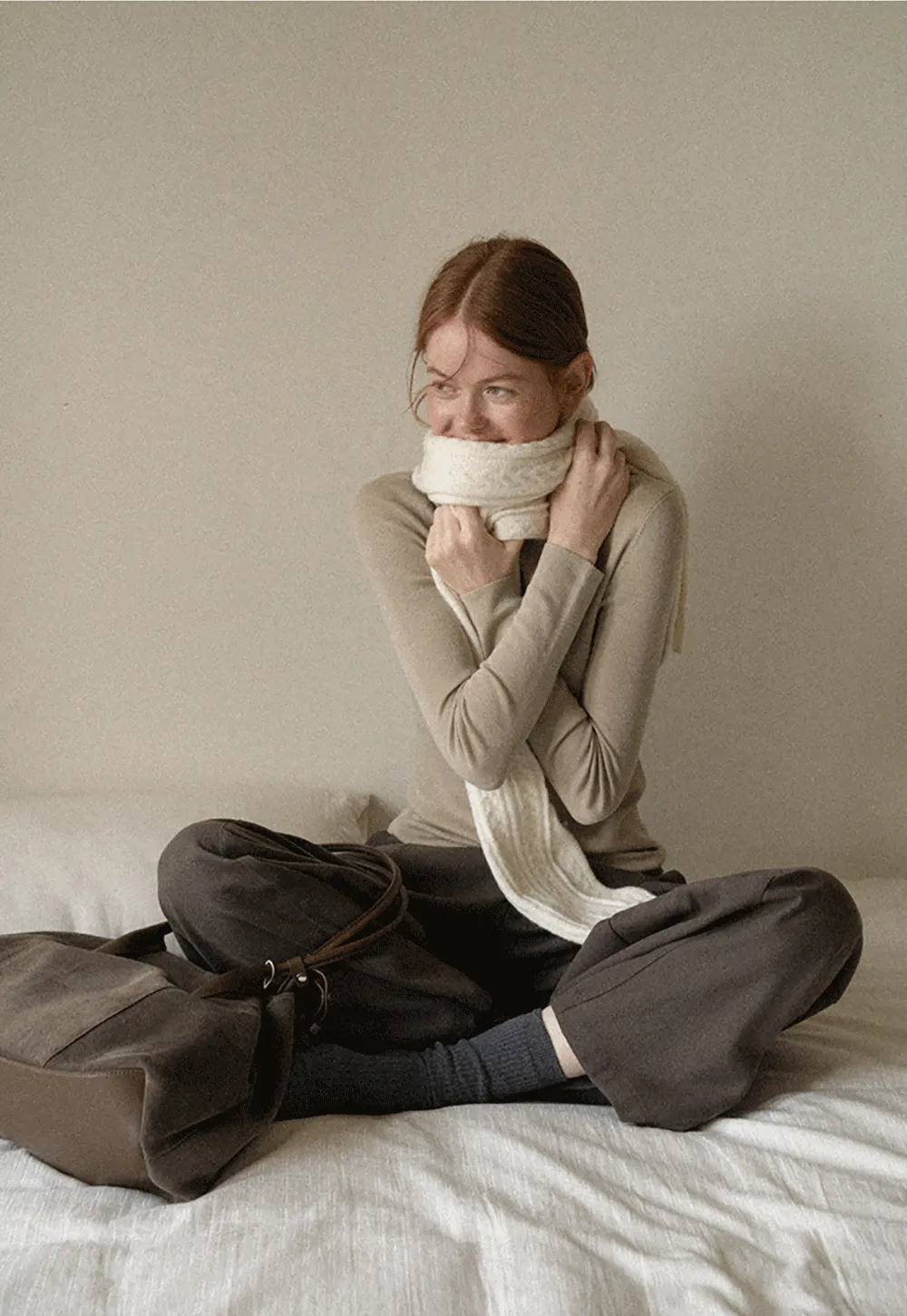Colorblock Turtleneck Wool Knit Sweater