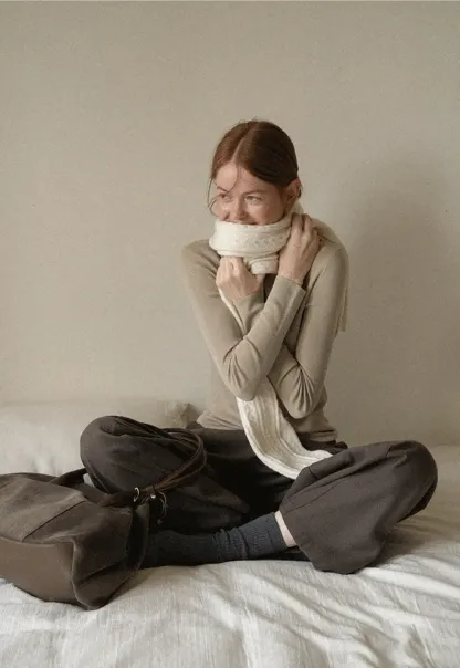 Colorblock Turtleneck Wool Knit Sweater