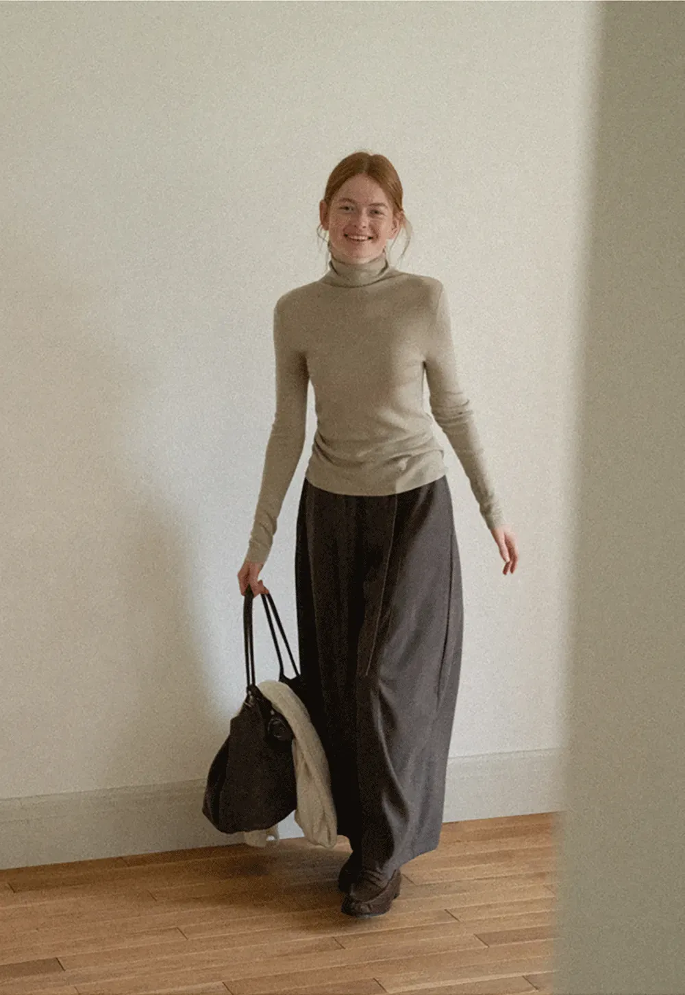 Colorblock Turtleneck Wool Knit Sweater