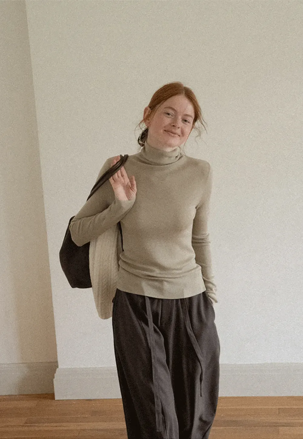 Colorblock Turtleneck Wool Knit Sweater