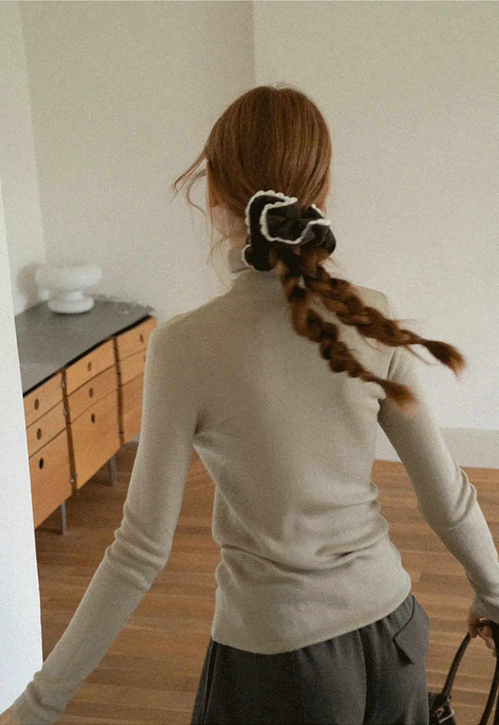 Colorblock Turtleneck Wool Knit Sweater