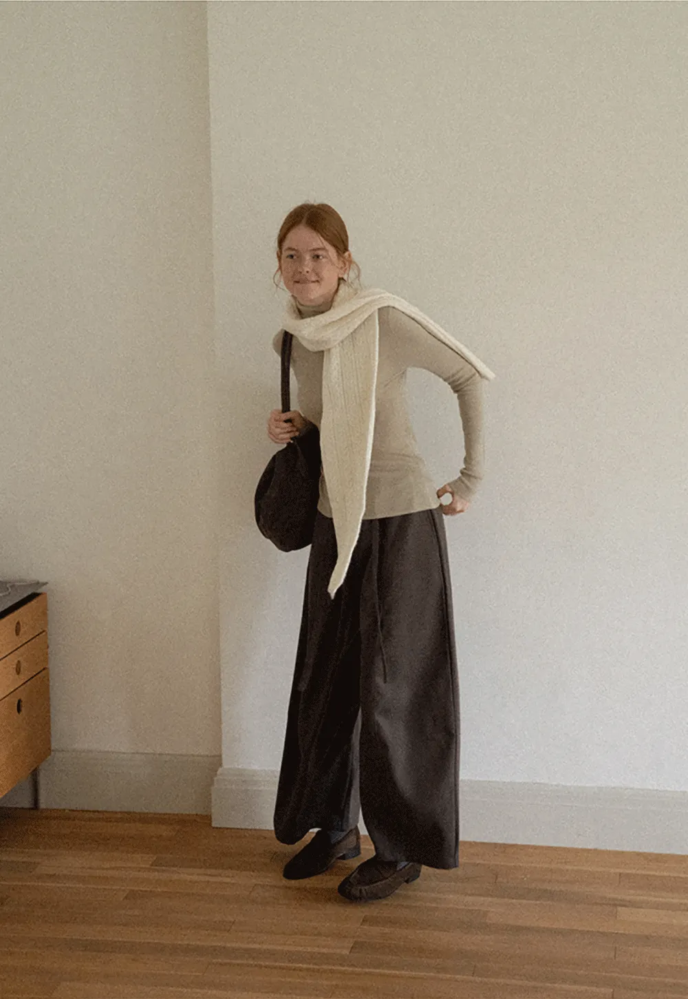 Colorblock Turtleneck Wool Knit Sweater
