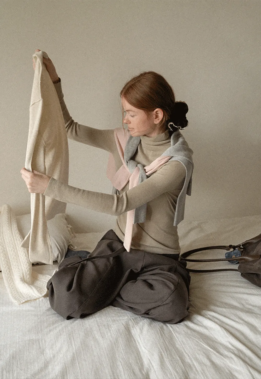 Colorblock Turtleneck Wool Knit Sweater