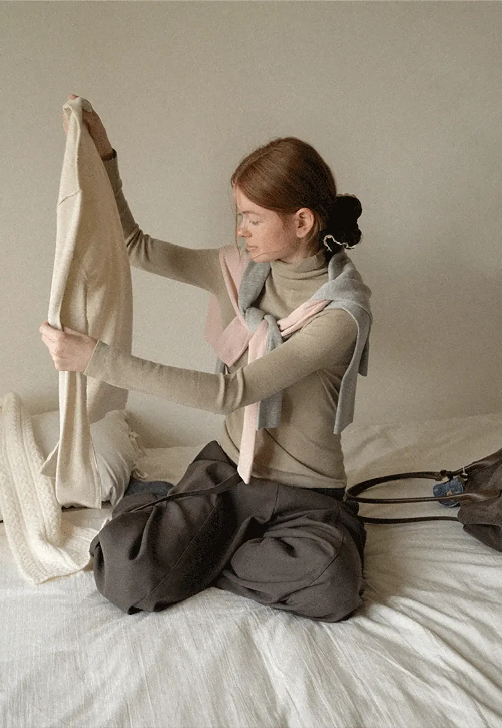Colorblock Turtleneck Wool Knit Sweater