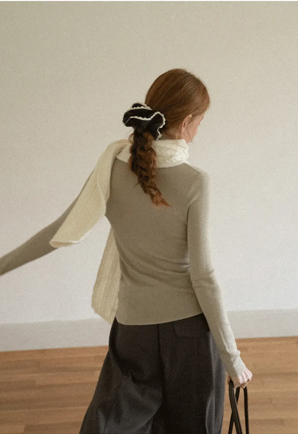 Colorblock Turtleneck Wool Knit Sweater