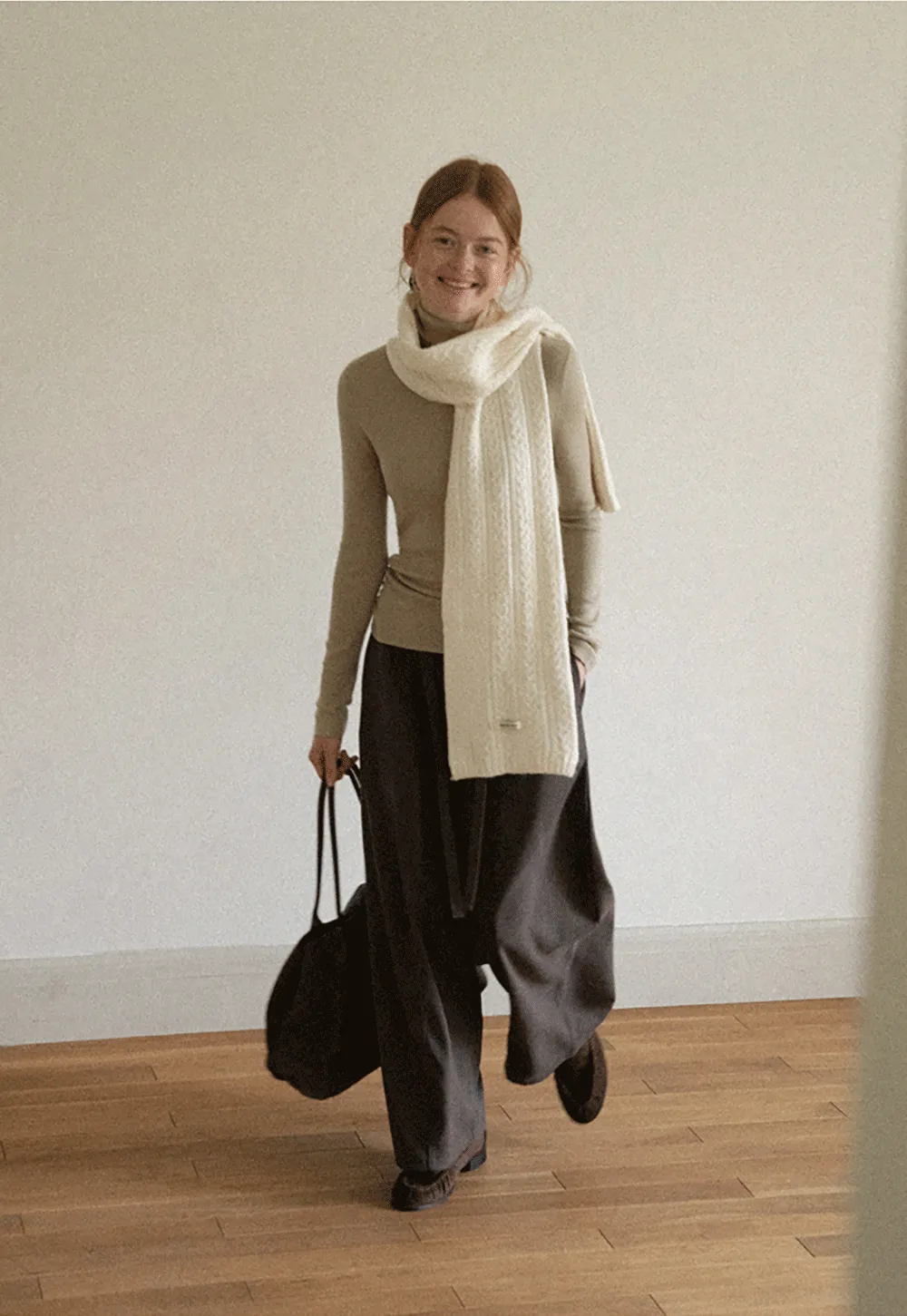 Colorblock Turtleneck Wool Knit Sweater