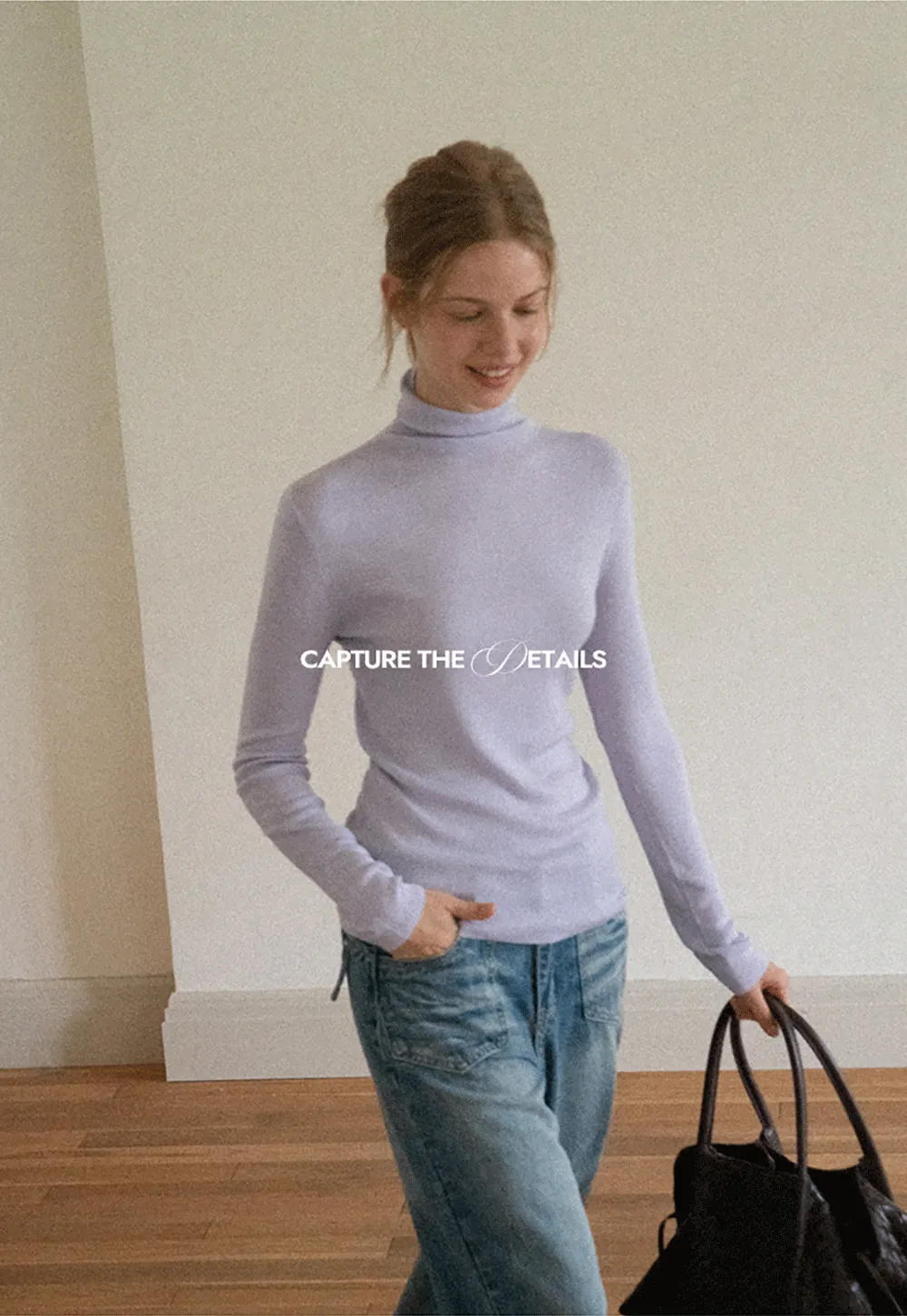 Colorblock Turtleneck Wool Knit Sweater
