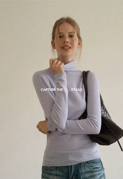 Colorblock Turtleneck Wool Knit Sweater