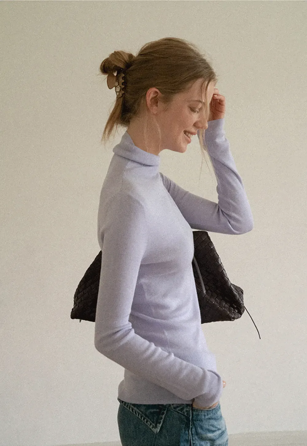 Colorblock Turtleneck Wool Knit Sweater