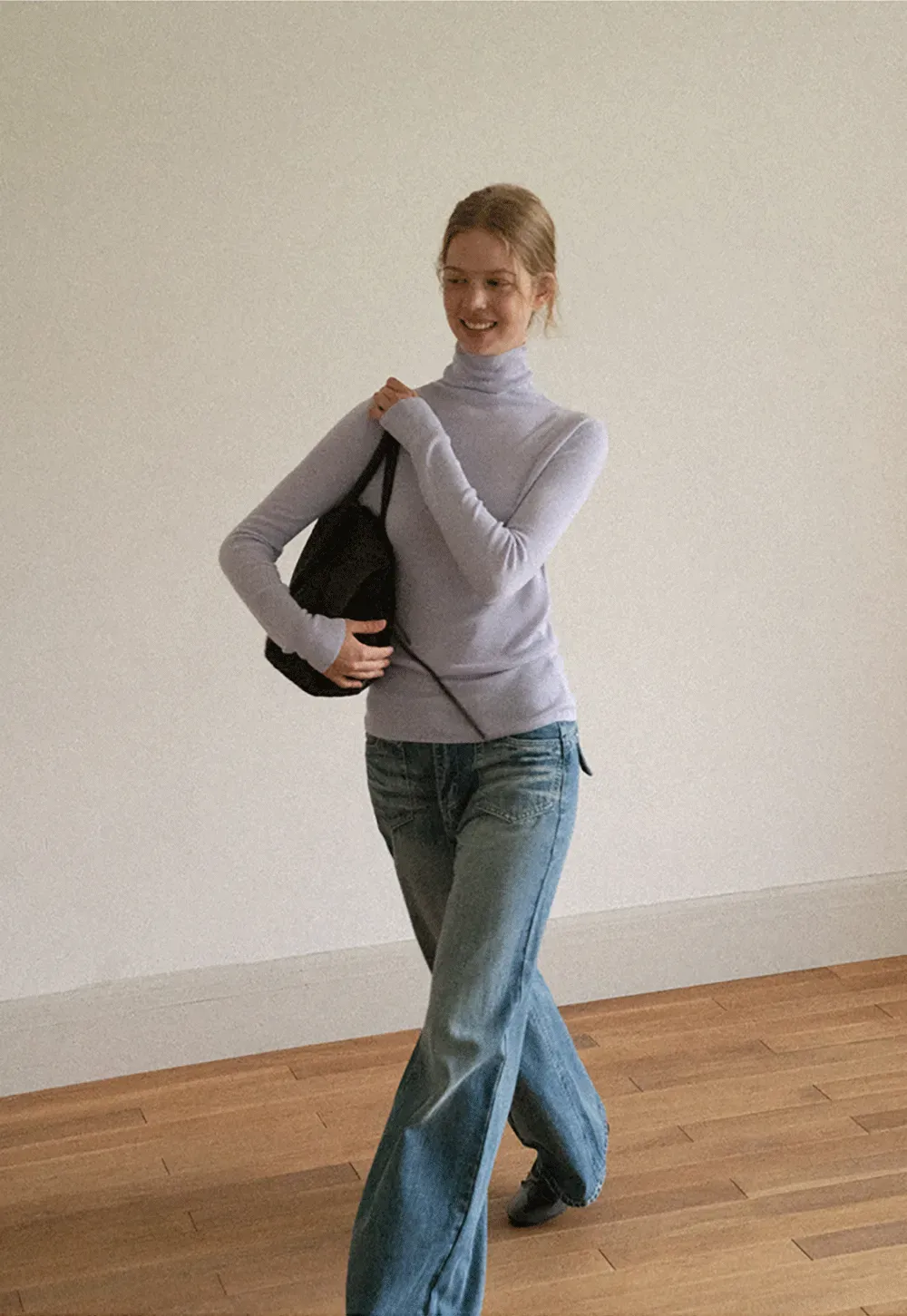Colorblock Turtleneck Wool Knit Sweater