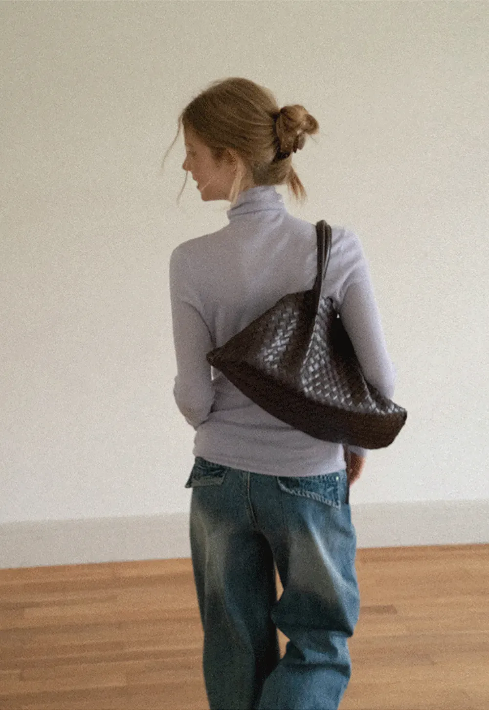 Colorblock Turtleneck Wool Knit Sweater