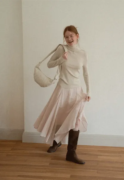 Colorblock Turtleneck Wool Knit Sweater