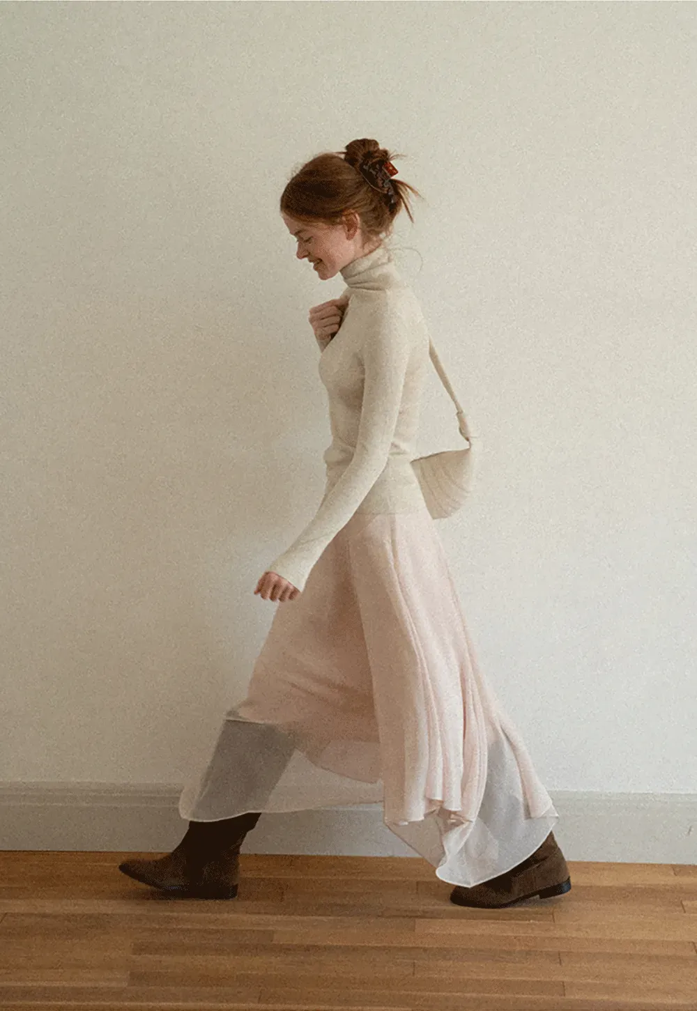 Colorblock Turtleneck Wool Knit Sweater