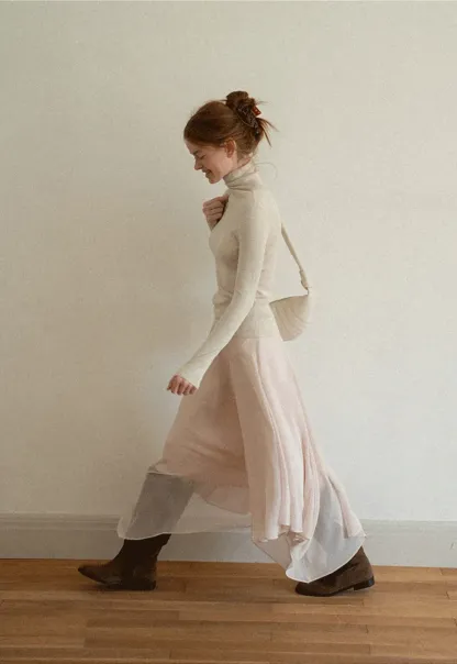 Colorblock Turtleneck Wool Knit Sweater