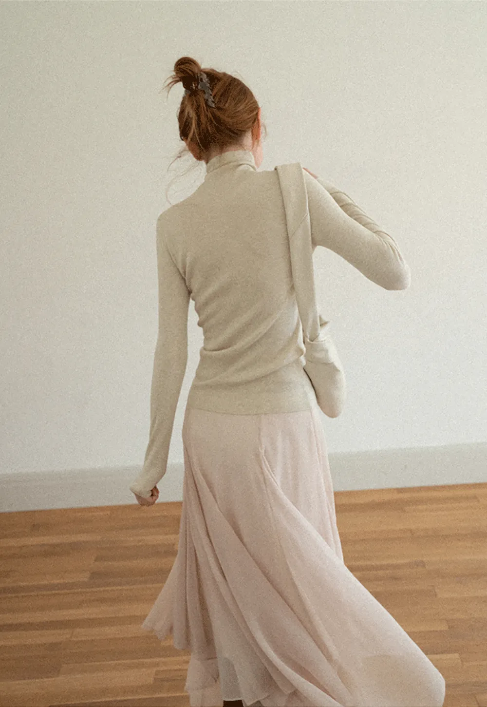 Colorblock Turtleneck Wool Knit Sweater