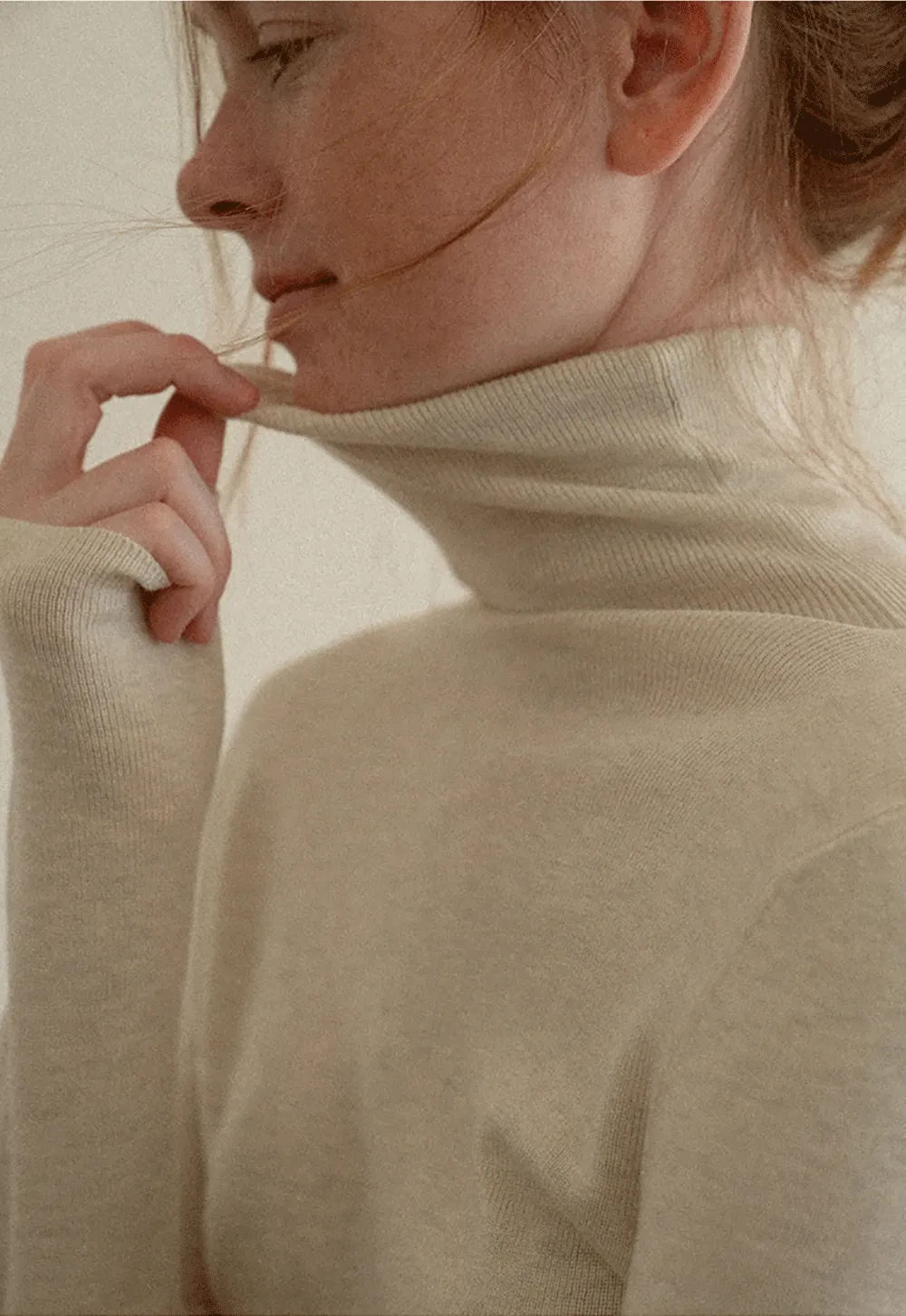 Colorblock Turtleneck Wool Knit Sweater
