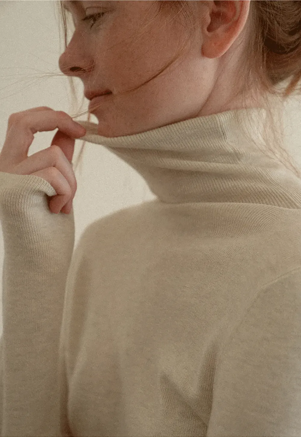 Colorblock Turtleneck Wool Knit Sweater