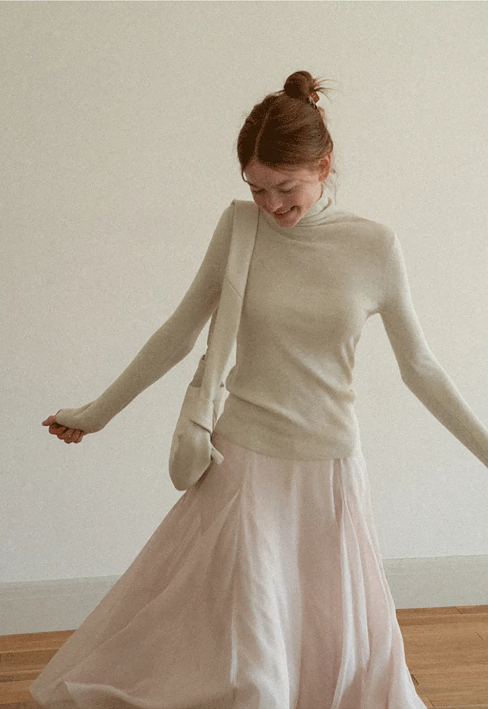 Colorblock Turtleneck Wool Knit Sweater